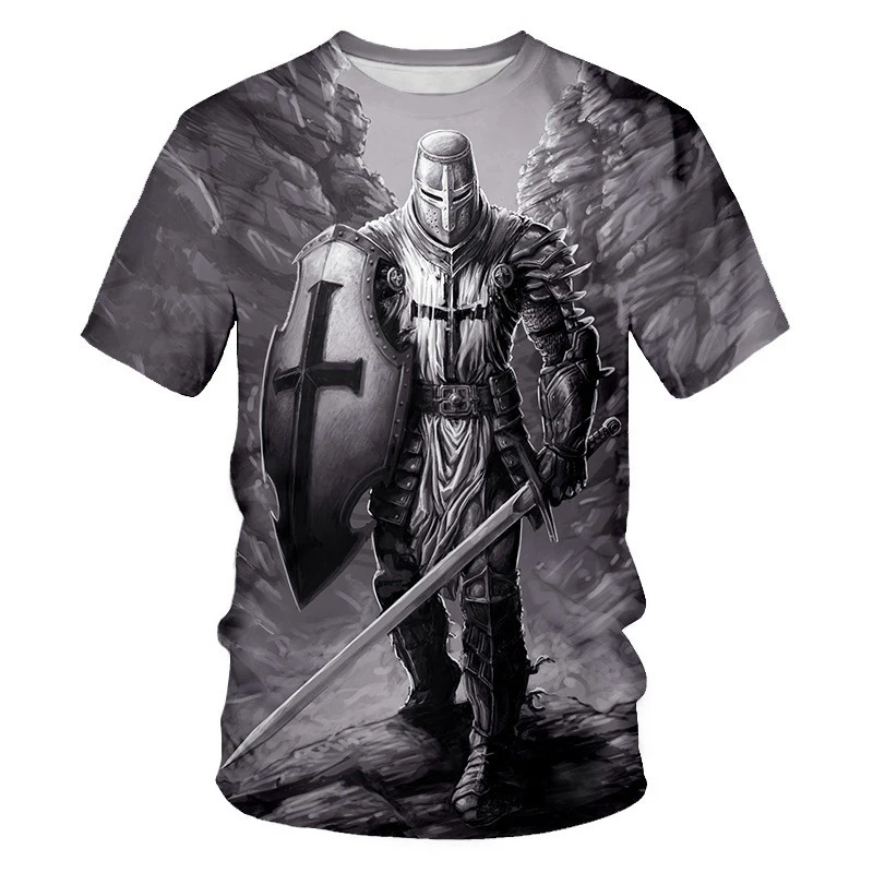 Knights Templar 3D Print T-shirt Fashion Streetwear Tees Men Woman Short Sleeve T Shirts Oversized Hip Hop Harajuku Kids Tops