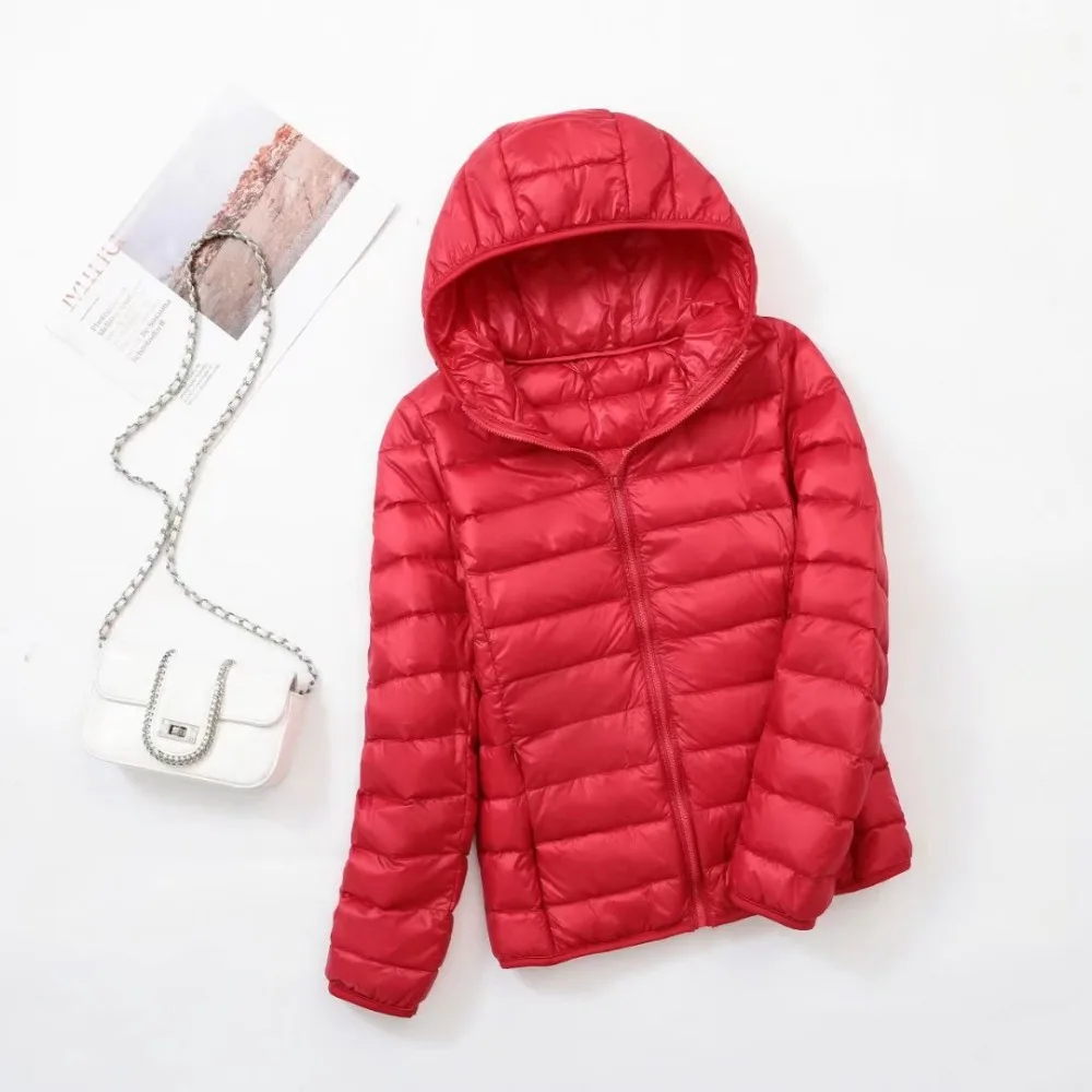 Light Plus Size Thin Down Jacket Women 2023 Autumn Winter Slim Short Hooded Warm White Duck Down Coat lady Outerwear