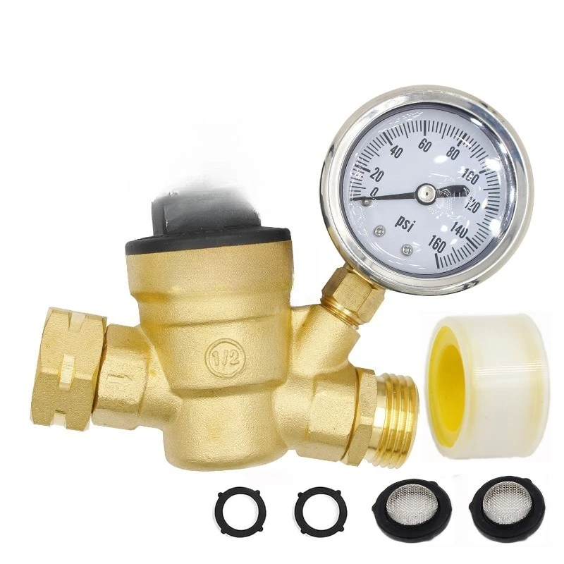 

Water Pressure Regulator 3/4 RV Travel Trailer Pressure Regulator, Lead Free Adjustable Water Pressure Reduction
