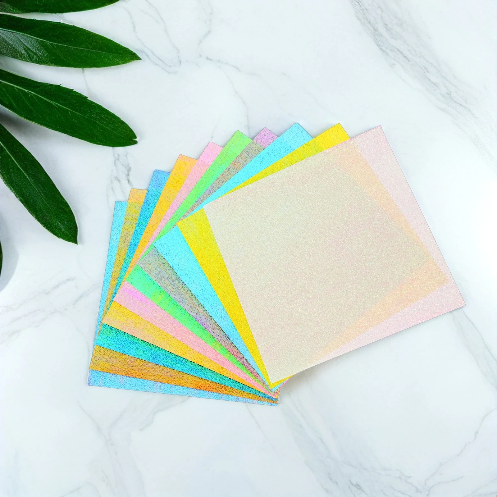 

50pcs Shiny Iridescent Paper Square Folding Handcraft Sheets Diy Crafts Party Decoration School Projects 15Cm 10 Colors Flashing