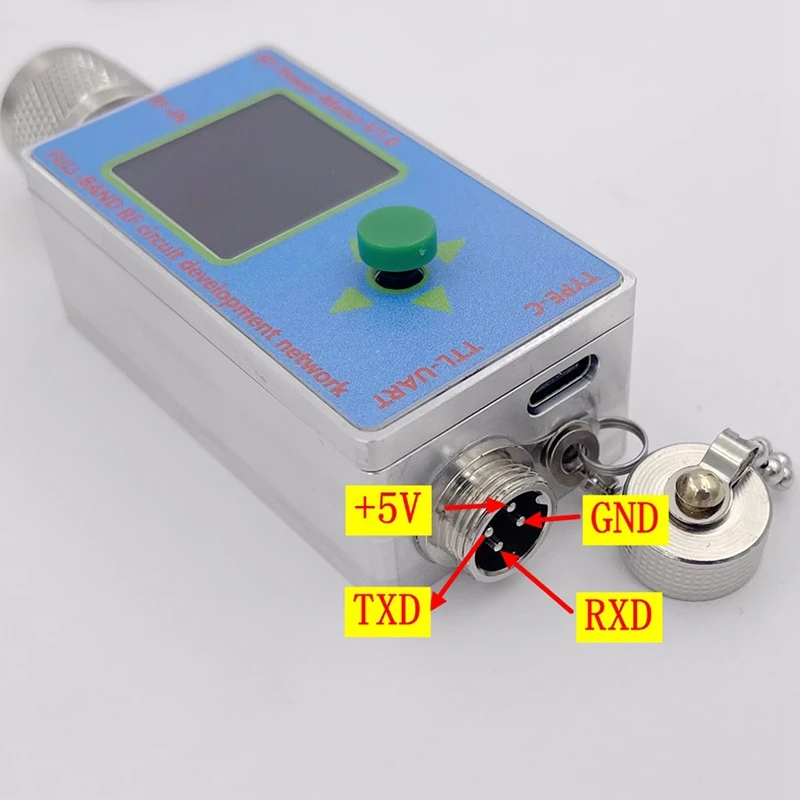 New 10Ghz LCD RF Power Meter V7 N-Type Type-C USB Full-Band RF Circuit Development Network Serial Communication Blue&Silver