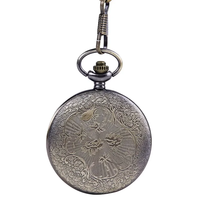 8171Hot Bronze Large Engraving Lace Roman Scale White Face Classic Pocket Watch