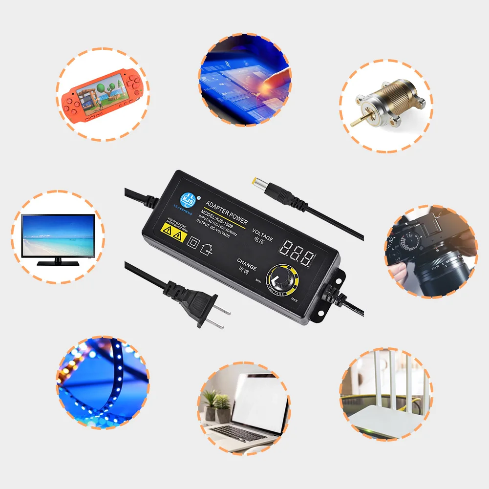 อะแดปเตอร์แปลงไฟ AC 110-240V เป็น DC 3-24V ตัวแปลงปลั๊กขนาด5.5x2.5มม. อะแดปเตอร์ควบคุมแรงดันหลายแรงดัน2.5A 60W