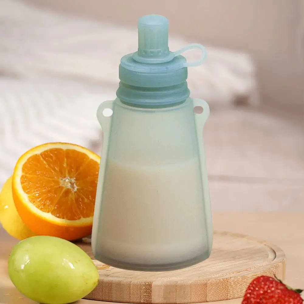 BPA الحرة سيليكون الطفل الغذاء الحقيبة إعادة الملء قابلة لإعادة الاستخدام الحليب حقيبة التخزين ختم تخزين مانعة للتسرب ضغط حاوية أغذية الأطفال #4