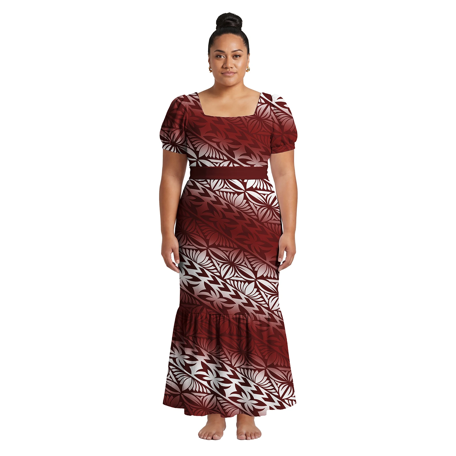 

Women Wear Latest Design Hawaiian Fashion Clothes Polynesian Elegant Lace-up Long Dress Fishtail Samoan Dress for Ladies Tapa