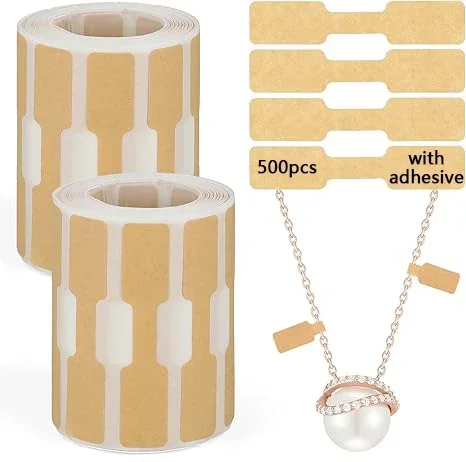 500 Etiquetas de Papel para Joyería, Etiquetas Autoadhesivas en Blanco, Tarjetas de Exhibición, Pegatinas para Empaque, Collares, Pendientes, Pulseras, DIY