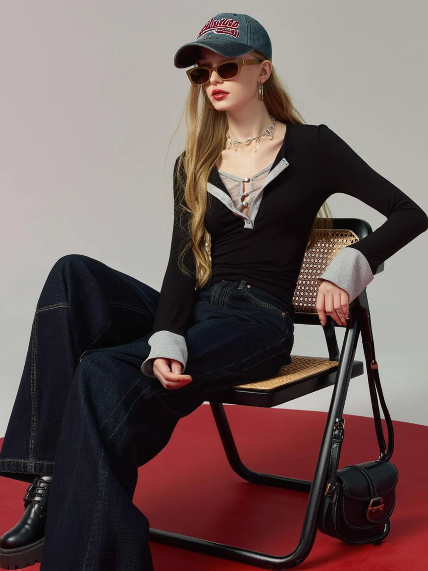 

HUAAPPUW Lace Long Sleeve T-Shirt Women's Slim Fit Top Layered Wear Casual Style Autumn Winter New Arrival Breathable Polyester