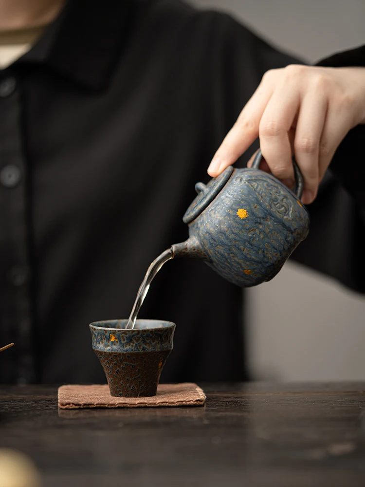 150 مللي الفخار الخشن الذهب اللوحة إبريق الشاي الكونغفو الشاي صنع جهاز الشاي Infuser براد شاي القديمة روك الطين الرجعية إبريق الشاي حفل الشاي