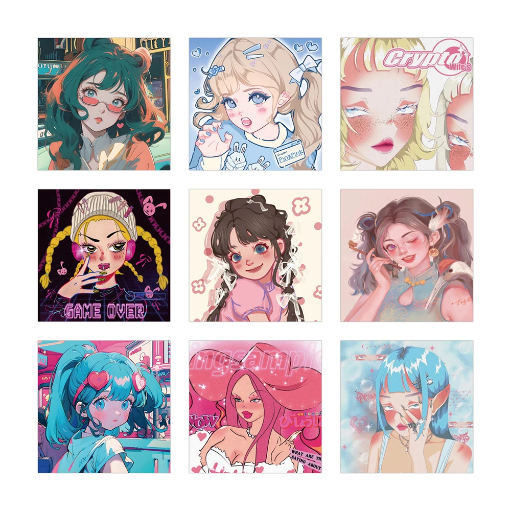 10/30/60pcs Y2K Style Girl Anime Aesthetic Stickers Cartoon Decals Laptop Luggage Guitar Motorcycle Car Decoration Sticker Toys