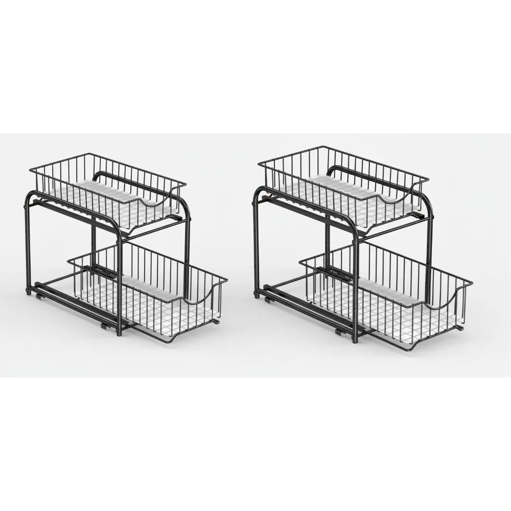 

4-х уровневый выдвижной органайзер для шкафа, хранилище под раковиной с выдвижными ящиками, штабелируемый для организации кухни, ванной комнаты