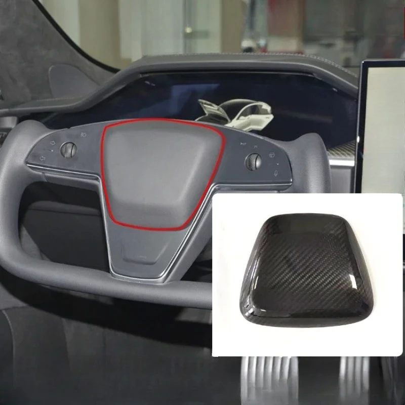 

Для Tesla Model S настоящая сухая крышка кнопки рулевого колеса из углеродного волокна, украшение интерьера, модификация 2023, аксессуары