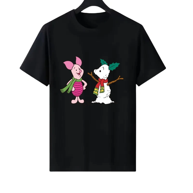 Disney Pooh Bär Ferkel Muster Frau Y2k Rundhals Lose Eltern-kind-Kleidung Damen Günstige Kurzarm T-Shirt Sweatshirts