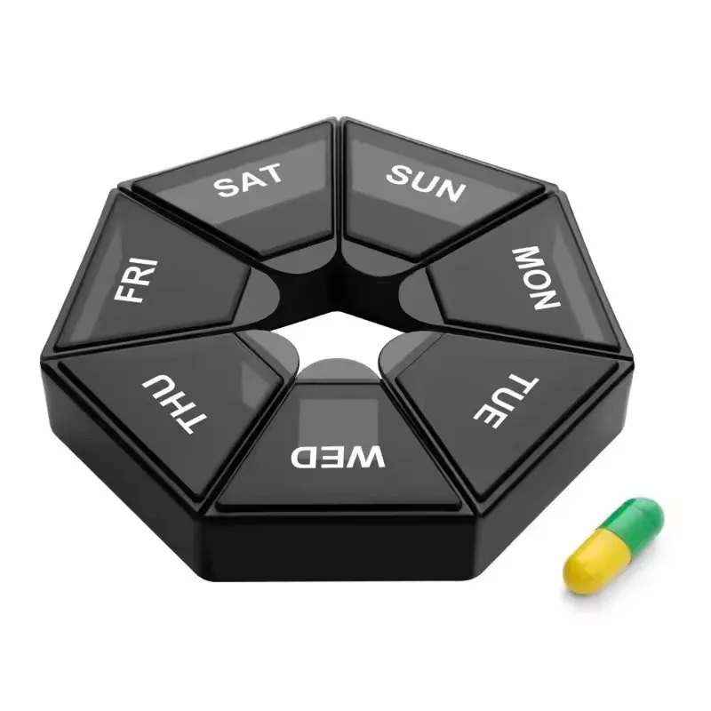 Pill Storage Box Mini Travel Portable Medicines Dispenser Box Multifunction Plastic Seven Compartment Sealer Box
