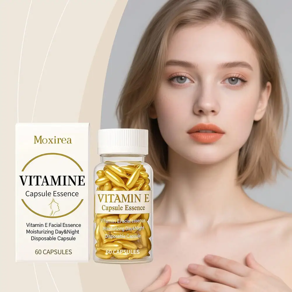 Vitamin E Serum Capsules For Face, Single-Use Essence Capsules, Smoothing Hydrating and Moisturizing Facial Skin, 60Capsules