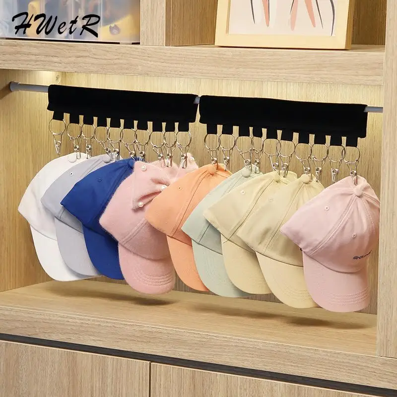 

Portable Cap Organizer Hanger 10 Clips Baseball Cap Holder Storage Foldable Hat Organizer For Closet Sock Storage