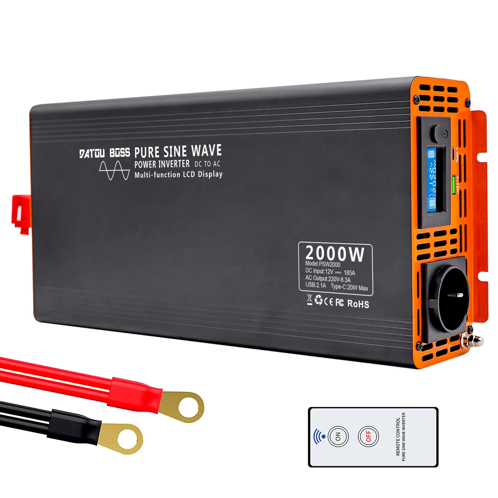 DATOUBOSS純正弦波カーインバーター4000W DC12V 24V 36V 48V 60V 72V