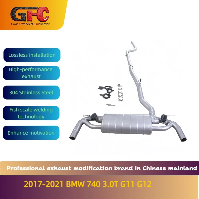GFC Catback Valvetronic Muffler Compatible for BMW 740 3.0T G11 G12 2017-2021 High Performance 304stainless steel Exhaust Pipe