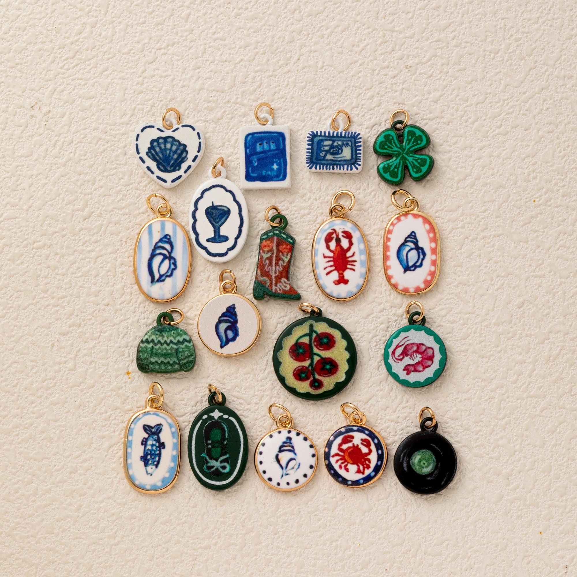 عصرية وعصرية جديدة من السيراميك على شكل سرطان البحر جراد البحر بأربع أوراق زهرة البرسيم إكسسوارات ذاتية الصنع للمجوهرات #2