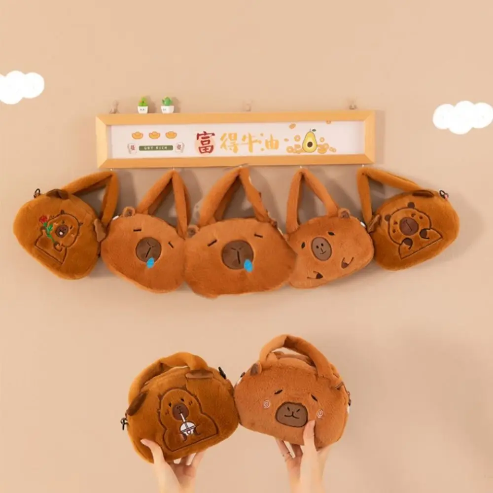 Plush Capybara Capybara Plush Handbag Large Capacity Handbag Capybara Crossbody Bag Cute Stuffed Cartoon Shoulder Bag Couple