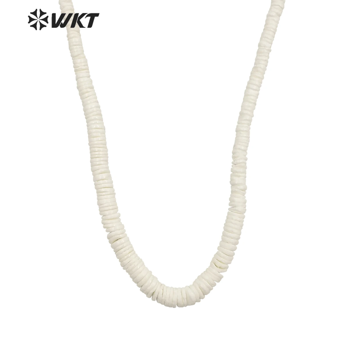 WT-JN227 Unique Women Bohemian Style Purity Natural White Shell Beads Necklace 17 Inch Long Hand Strand White Acc