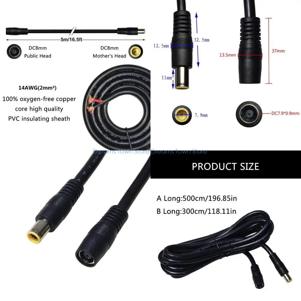 

HX6A Всепогодный кабель солнечной панели DC8mm между мужчинами и женщинами для внешнего питания