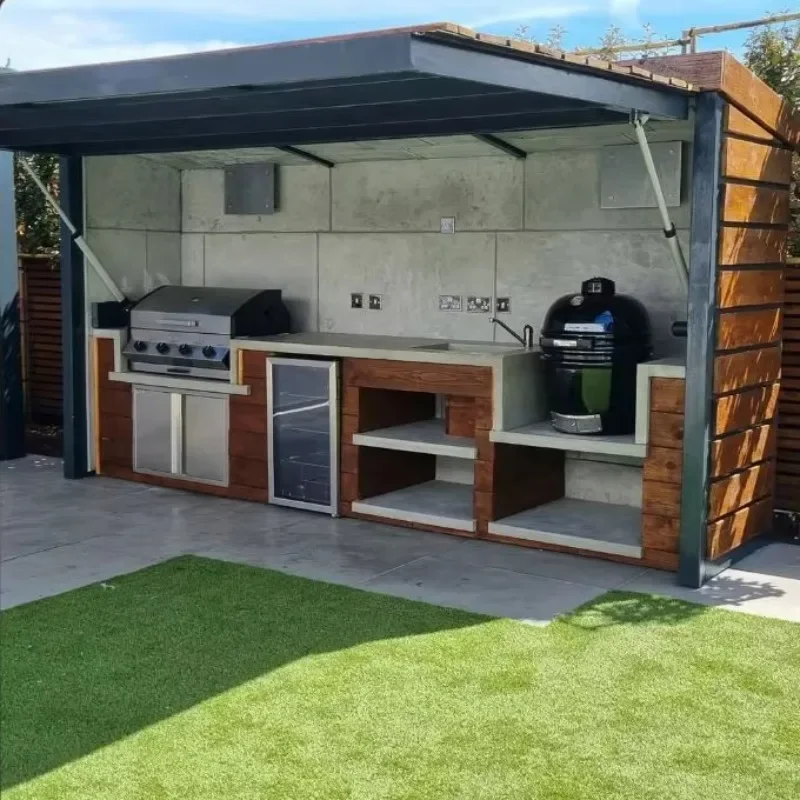 Modular All-Weather Outdoor Kitchen for Backyard BBQ with Griddle Module  Outdoor Kitchen Outdoor Kitchen with Roller Shutter