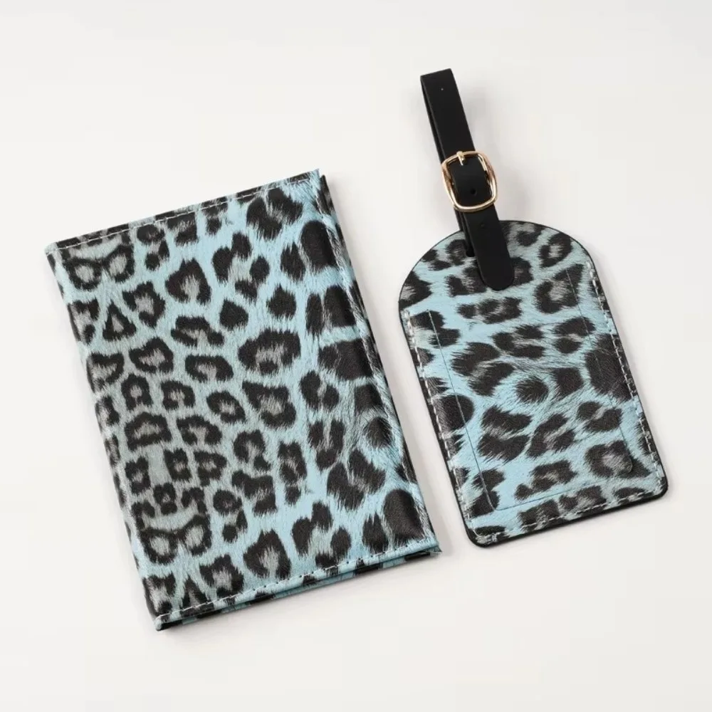 2pcs Leopard Print Passport Cover Protective Cover PU Leather Passport Wallet Storage Bag Unisex Design Passport Holder Gift