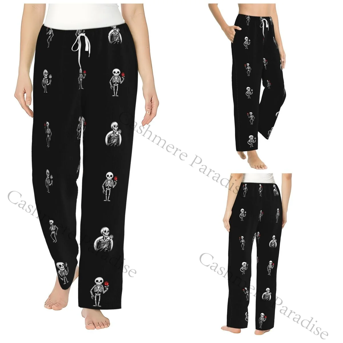 

Skull Flannel Pajama Pants for Women Soft Warm Sleep Pants with Elastic Waistband