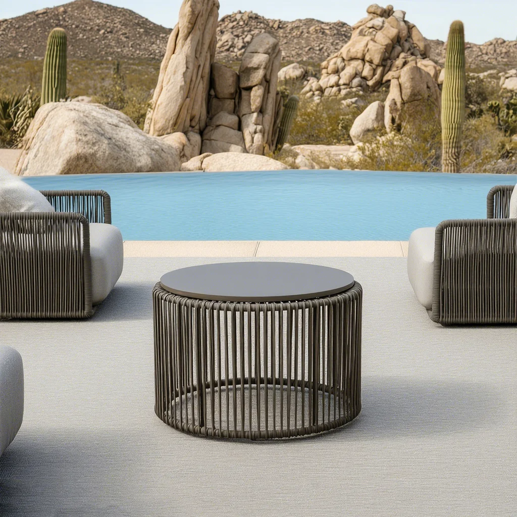 2026 Sigma Outdoor Dining Aluminum Rope Sofa Set Farmhouse Style Metal Patio for Garden Villa Park Hotel New Design for Living