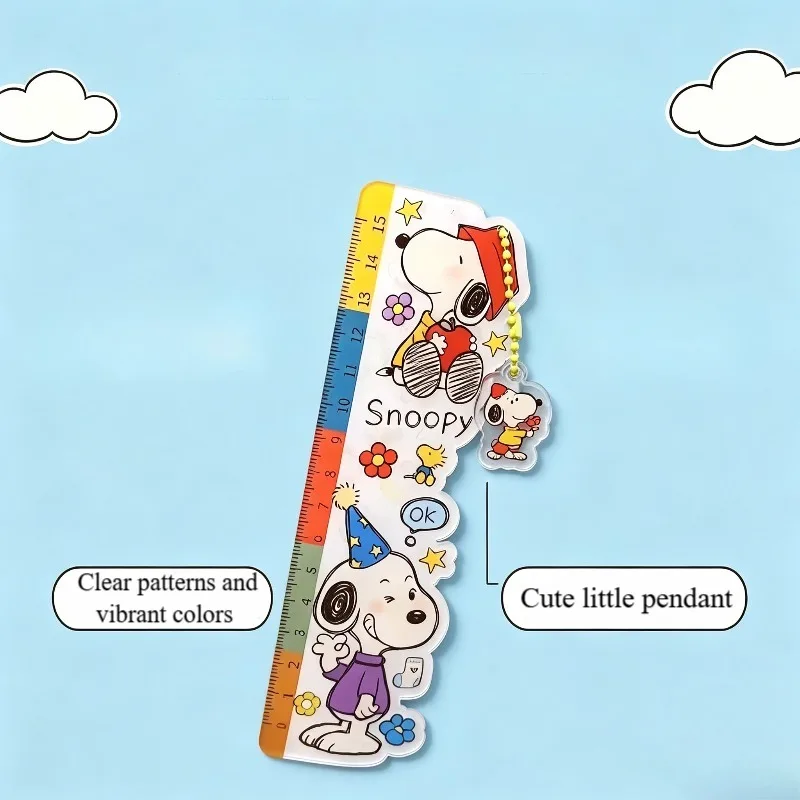 Cute Snoopy Acrylic Ruler Anime Action Figure Merchandise Decoration Bag Charm Multi-function Stationery Birthday Christmas Gift