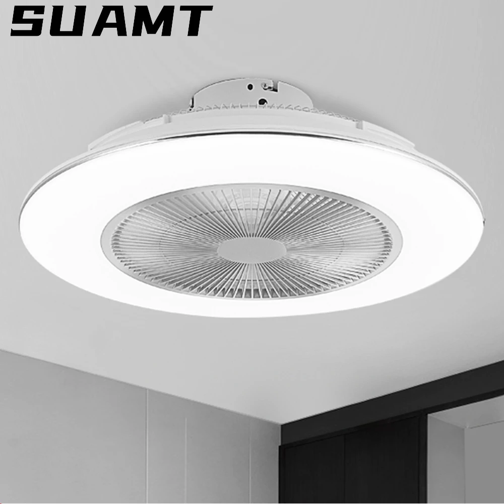 

Ceiling Fan Fans With Lights Remote Control Bedroom Decor Round Ventilator Lamp 55cm Air Invisible Blades Retractable Silent