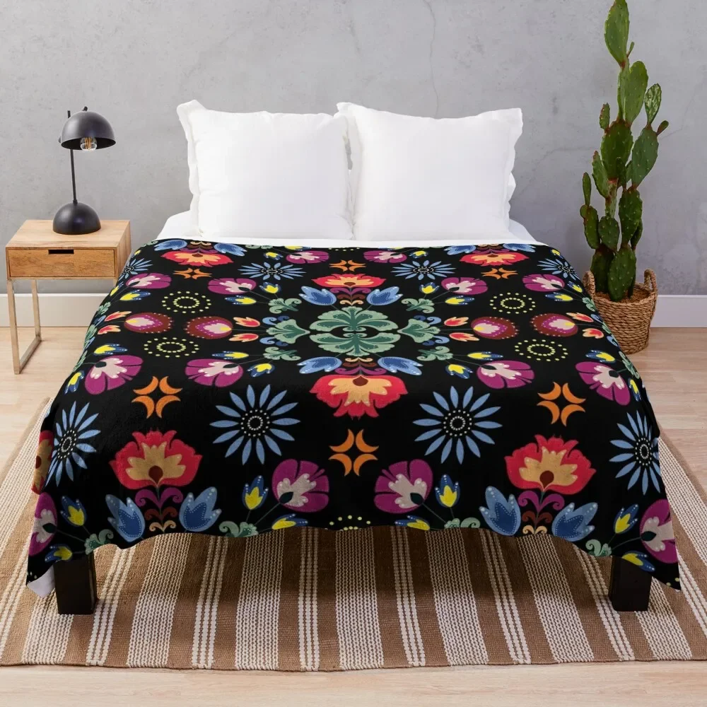 

Fiesta Folk Black Throw Blanket Extra Large Throw Large manga Thermals For Travel Blankets