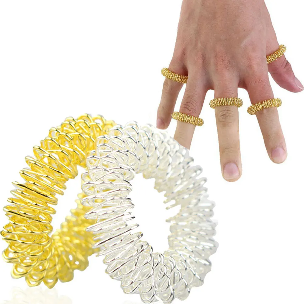 12Pcs/Lot Hot Sale Finger Massage Sujok Ring Acupuncture Ring Health Care Body Massage Chinese Medicine Color Gold