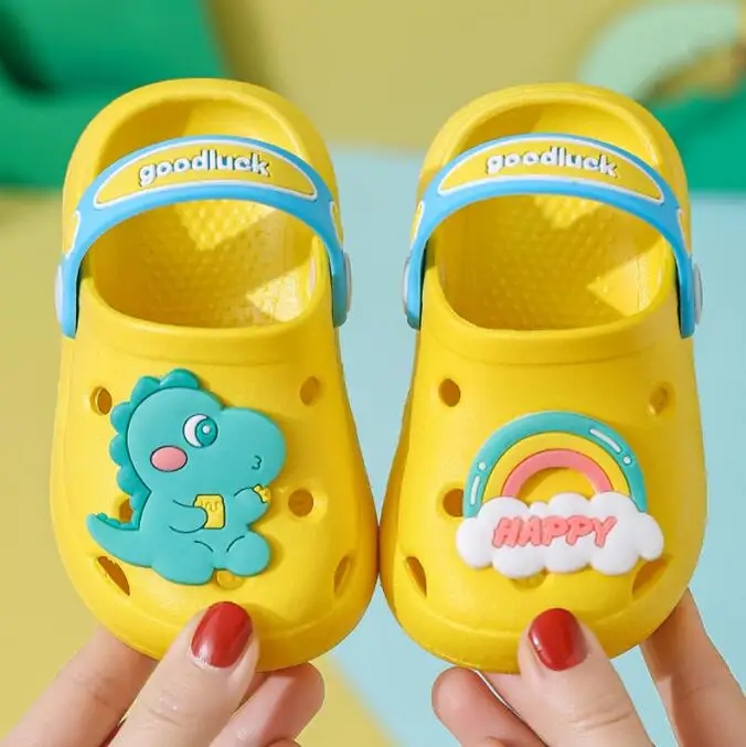 2023 Baru Bayi Balita Sandal Kartun Bakiak untuk Anak-anak Murah Dinasour Sandal untuk Anak Perempuan Laki-laki Pelangi Awan Sepatu PVC