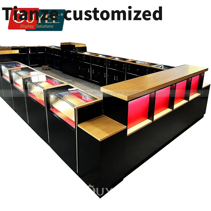 

Customized-Wood Cabinets Smoke Shop Showcase Design Shop Wall Shelf Custom Display Cases Smoke Shop