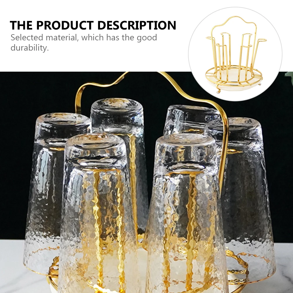 

Drain Cup Holder Well-designed Drying Rack Kitchen Glass Shelf Multiple Cups Dish Large Metal