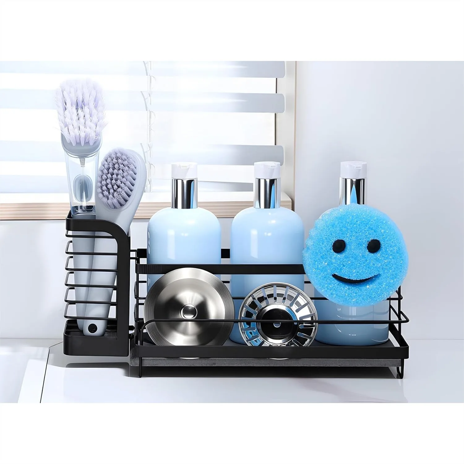 

Держатель для губок для Scrub Daddy & Mommy, регулируемый органайзер для кухонной раковины с поддоном из диатомита для мгновенного высыхания