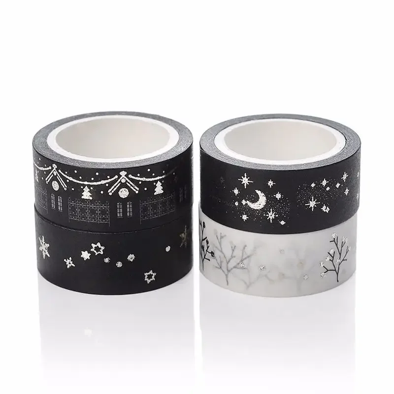 The  star of the sky snow silver foil with self made decorative tape  paper