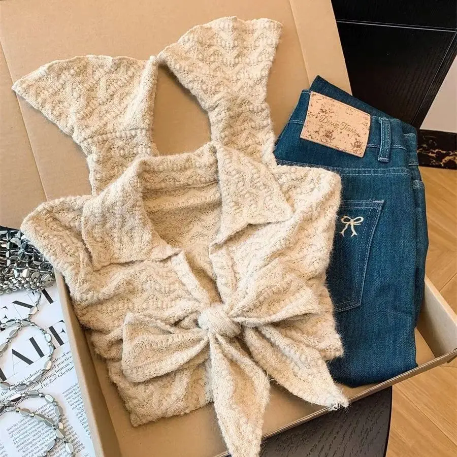 

Ele Long Sve Lace irt Women's Spring Autumn Commute Sle Knot Tied Waist Design Faionable Agel Top