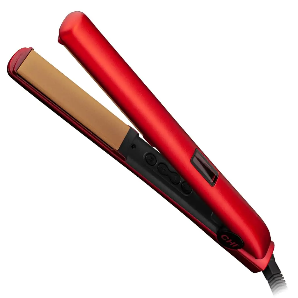 1" Digital Ceramic Hair Straightener: Frizz-Free, Shiny Results, Even Heat, Ruby Red