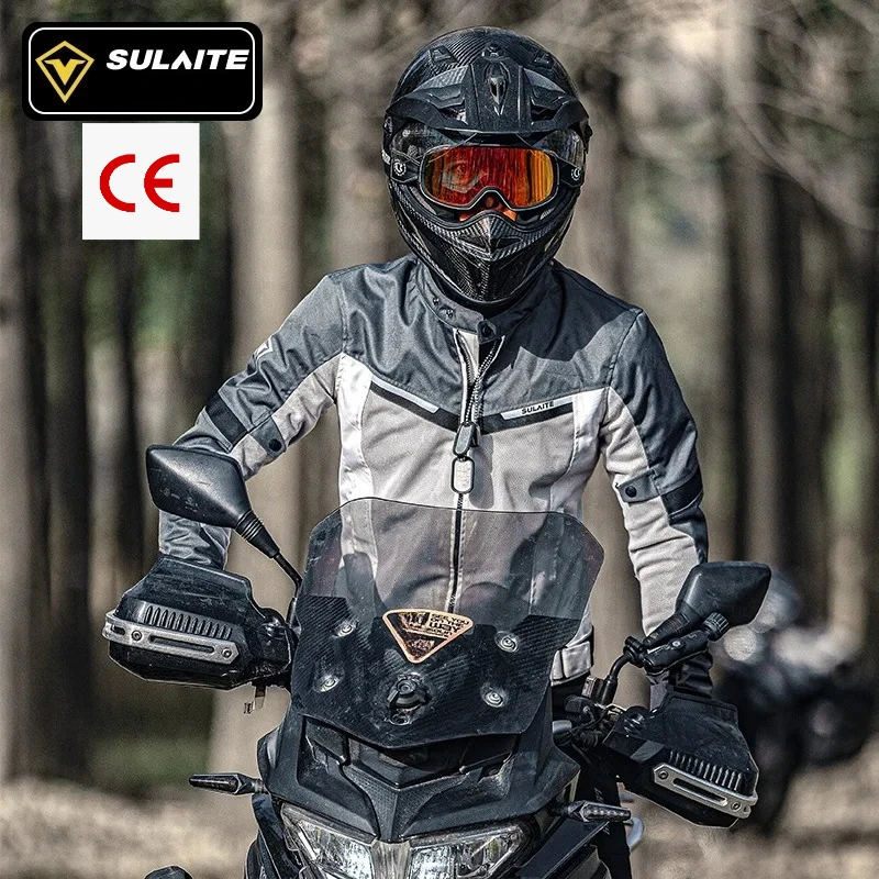 SULAITE CE Level 2 Summer Motorcycle Jacket Breathable Mesh Reflective Antifall Protective Riding Gear for Men Women Moto Racing