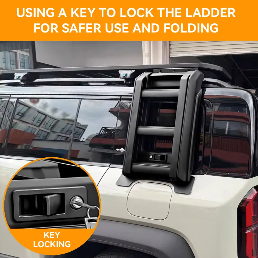 For BYD Leopard 5 2023 2024  Roof Side Ladder Aluminum Alloy Rear Window Folding Ladder Frame Exterior Parts Automobiles