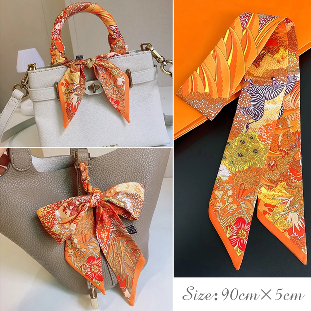 Summer New Horse Secret Garden Female Decoration Twill Long Ribbon Binding Bag Silk Ribbon Hair Belt Hot Selling Small Scarf