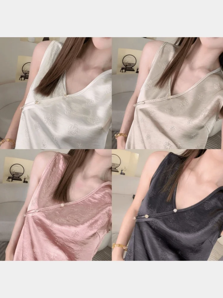 

New Chinese Sle Luxury Svel Top Women's Vest Spring 2026 Faion Trend Small irt Casual Loose Fit Pure Color