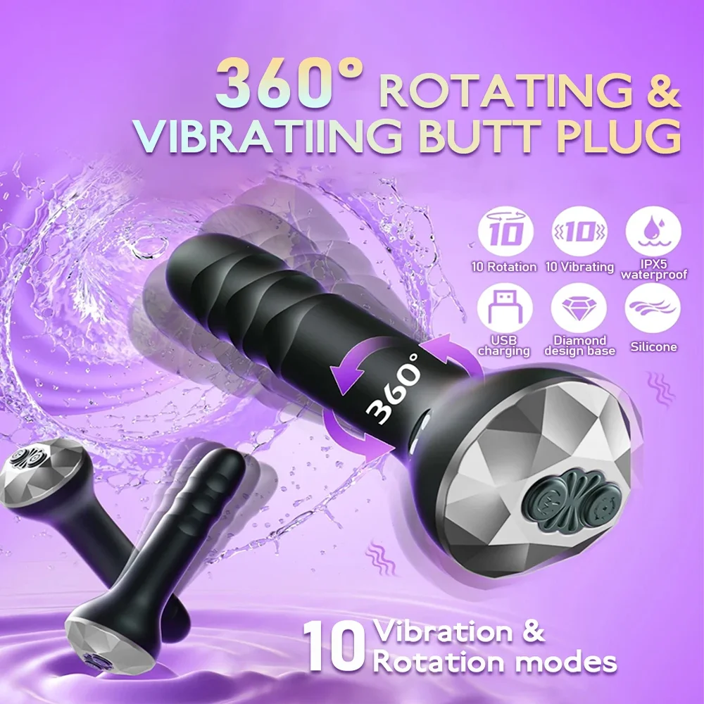 Anal Vibrator Male Prostate Massager Vibrating Rotating Vibrating Butt Plug Anal Dildo Butt Plug Adult Sex Toys G-Spot Vibrators