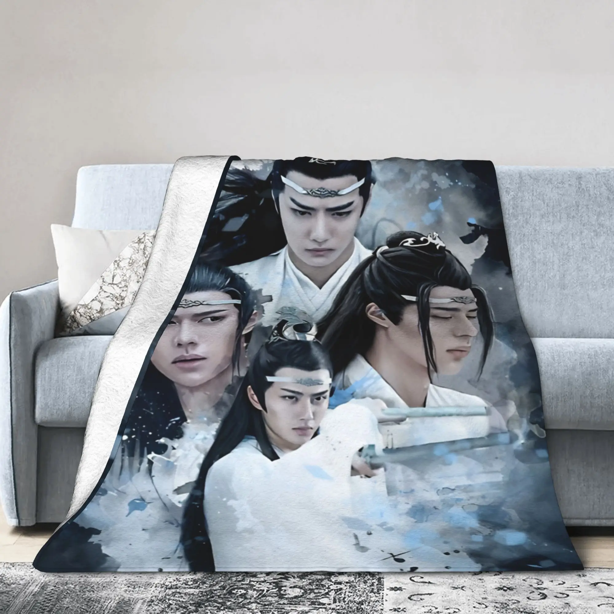 WangXian Bunny Mo Dao Zu Shi The Untamed Flannel Blanket Warm Soft Throw Blanket for Bedroom Picnic Bedspread Sofa Bed Cover