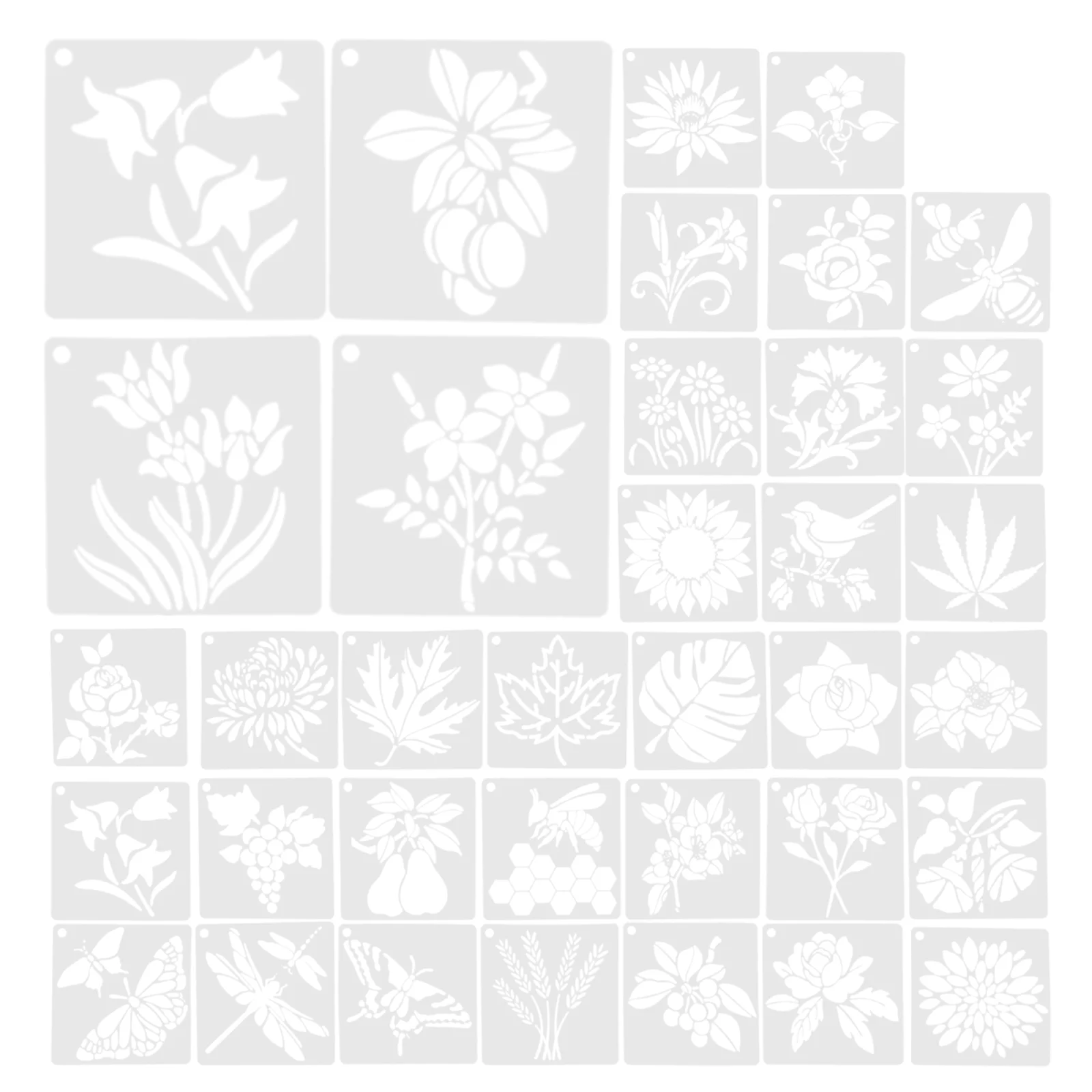 36 Stuks Bloemen En Vogels Gras Sjabloon Decor Schilderij Stencils Diy Voor Bladeren Plant Muur Sjablonen Ambachten Het Huisdier Tekening