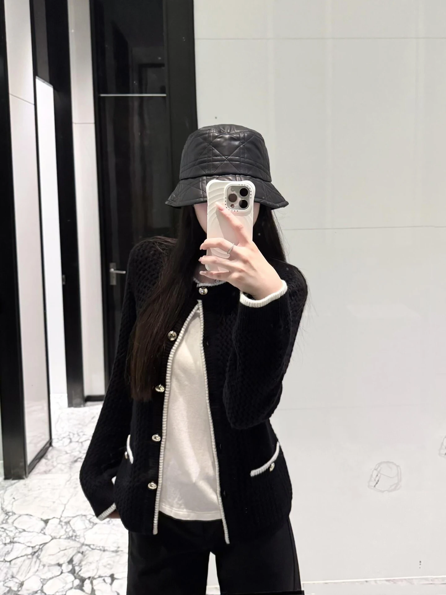 

Retro American Black round Neck Knitted Open Cardigan Women's Anti-Aging Versatile Lazy Style Casual Sweater Coat Autumn