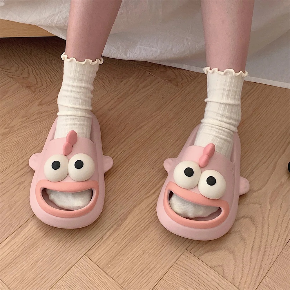 Men & Women's Shark Slides With Cute Big Eyes Cloud Slippers Summer Open Toe Sandals Anti-Slip Beach Shoes Cushioned Thick Sole