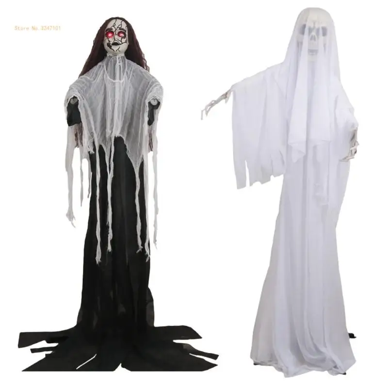 Animated Skeleton with Voice Control Sound Responsive Halloween Decoration for Outdoor Use Eerie Reapers Adorment Dropship